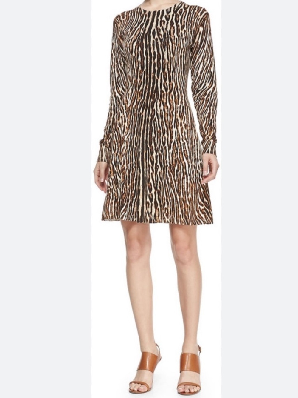 Michael Kors Brown Long-Sleeve Animal Print